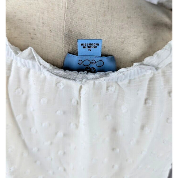 CeCe Women's Square Neck Blouse Soft Ecru Size S - Picture 4 of 5